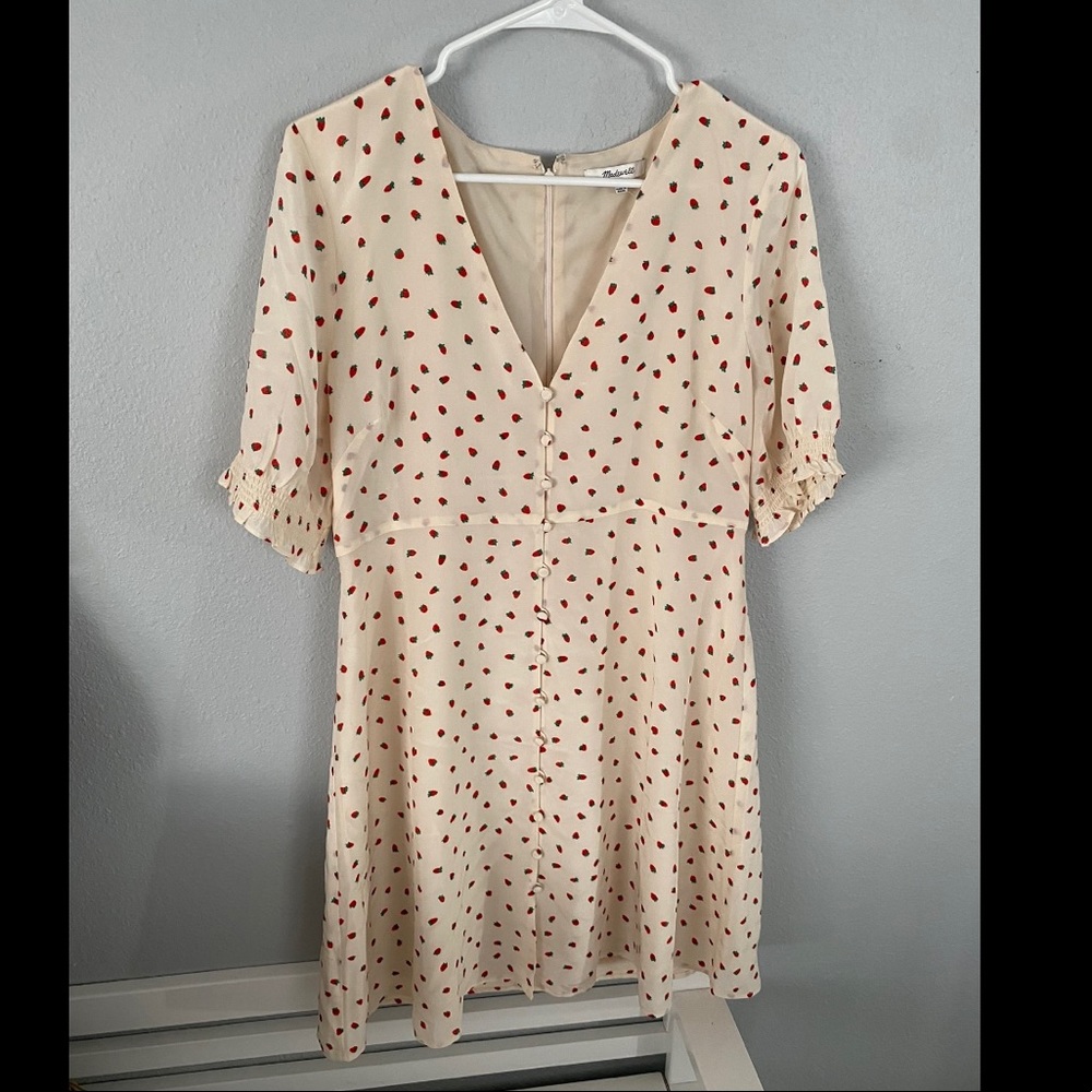 Madewell Silk Strawberry Dress Size 10 NWT
